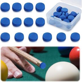 20 Pcs Pool Cue Tips, 10mm Snooker Cue Tips, Blue Diamond Cue Tips, Snooker Cues Tip, Leather Pool Stick Holder, Diamond Tip Blue Billiard Cue Tips Snooker Tips, Leather Cue Tips 10mm for Billiards
