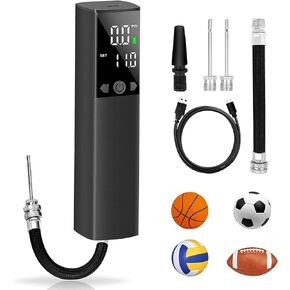 Smart Electric Ball Pump with Precise Pressure Gauge, Ball Air Pump for Sports Balls with 2 Needles & 1 Nozzle Fast Ball Inflator for Basketball, Soccer, Volleyball, Rugbyball