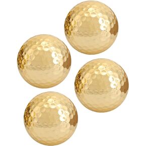 Golf Balls Bulk, Portable Double Laye Golden Plating Ball for Women Men Lightweight High Visibility Self Correcting Reduced Driver Spin Maximum Distance for Golfers Practice Range Hitting 4pcs