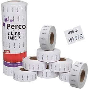 Perco 'Sell by' 2 Line Labels - 1 Sleeve, 6,000 Sell by Labels for Perco 2 Line Date Guns