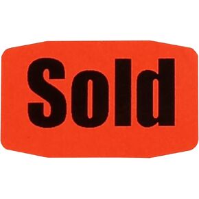 Sold Stickers, Fluorescent Red, 1000
