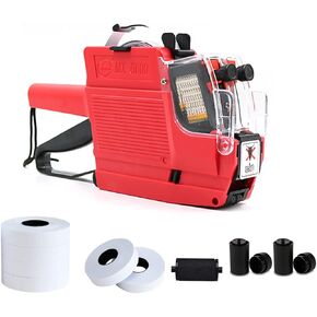 2-Line 20 Digits Price Labeler MX6600 Label Gun with 3 Inkers 5 Rolls/2800 Stickers,Pricing Tag Maker Machine with String for Office Retail Shop Grocery Store Yard Sale(2-Line red)