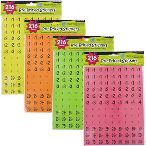 216 Preprinted Price Garage Sale Labels (Asst: Colors)