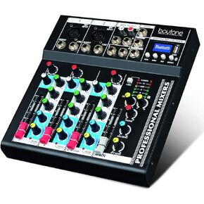 Boytone BT-34MX Professional Audio Mixer Sound Board Console System Interface 4 Channel Digital USB Bluetooth Digital MP3 Computer Input 48V Phantom Power Stereo DJ Studio Streaming FX processor