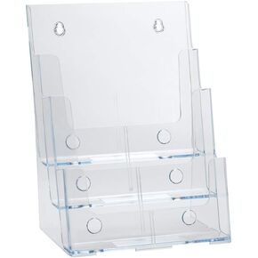 Azar Displays 252376 Four Tier, Four Pocket Letter Brochure File Holder for Flyer, Office Supplies, Paper Document or Magazines, Clear Organizer for Wall and Counter Desktop Stand, 8.5" x 11" in Saudi Arabia