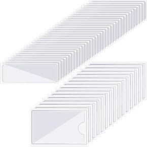 100 Pieces Clear Adhesive Pockets Holder and Clear Binder Label Holders Business Card Pockets Card Holder for Organizing and Protecting Labels, Business Cards, Photos