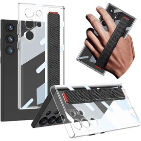 Miimall Slim Case for Samsung Galaxy S24 Ultra Case with Strap, Galaxy S24 Ultra Clear Case Wristband Hard PC Anti-Yellow Wear-Resistant Anti-Slip Shockproof Thin Phone Case for Galaxy S24 Ultra