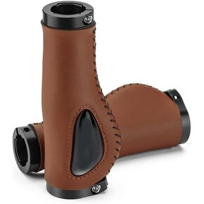 2 Pcs Bike Handle Grips PU Leather Bicycle Grips Sleeve Silicone Shock Grips Double Locking Handlebar Grips for Mountain MTB MBX Bike Electric Scooter