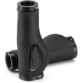 2 Pcs Bike Handle Grips PU Leather Bicycle Grips Sleeve Silicone Shock Grips Double Locking Handlebar Grips for Mountain MTB MBX Bike Electric Scooter