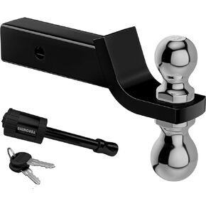 Rhino USA Dual Ball Hitch (Fits 2-Inch Receiver) - Heavy Duty Reversible Tow Hitch for 2 Inch and 2 5/16 Trailers (10,000 LBS GTW) - Weatherproof Anti-Theft Locking Hitch Pin Included