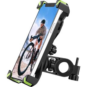 Motorcycle phone mount, Outangel Adjustable Bike Phone Mount Bicycle Handlebar Accessories Cell Phone Holder Clip for Electric Bike, Mountain Bike, Scooter- Compatible with iPhone/Android Mobile Phone