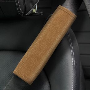 BELOMI 2PCS Car Seat Belt Cover, PU Leather Seatbelt Strap Covers, Breathable Soft Shoulder Pad Protector, Comfortable Protect Your Neck, Vehicle Accessories Universal for All Cars (Khaki)