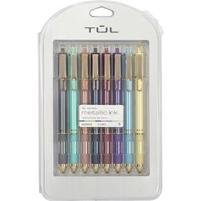 TUL® GL Series Retractable Gel Pens, Medium Point, 0.8 mm, Assorted Barrel Colors, Assorted Metallic Inks, Pack Of 8 Pens