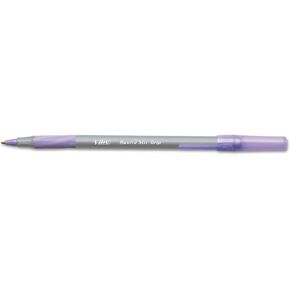 BIC Round Stic Grip Xtra Comfort Fashion Ball Point Pen; Purple; 12 Pack