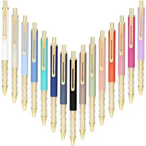 Aozora Ballpoint Pens Black Ink Medium Point with Super Soft Grip Retractable Ball Point Pen 1.0mm Office Decor School Supplies (15pcs-GOLD)