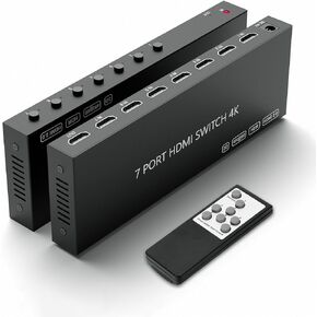 Y.D.F 7 Port HDMI Switch, 4k@60Hz HDMI Switcher 7 in 1 Out HDCP 2.0 Manual HDMI 2.0 Hub Support 3D Compatible with Nintendo Switch/OLED/Xbox/ PS5/4 Blu-Ray Player Fire Stick Roku Apple TV Chromeca