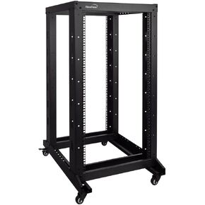 NavePoint 22U 4 Post Server Rack – Open Frame Rack for 19 Inch Equipment, Adjustable Depth 4-Post Network Rack with Casters Wheels, 22U Server Rack 881lbs Capacity, Black