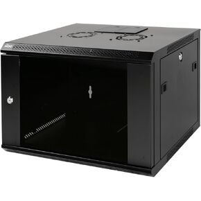 Full Welded & Assembled 6U Standard Wall Mount Rack Network Cabinet for 19"IT Equipment,with Lockable Glass Door and Side Panels,Cooling Fan,450mm Depth (Assembled 6U Glass/Black)