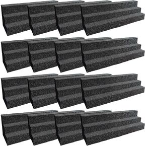 16 Pack Acoustic Panels Studio Foam 12"X12" X1" Sound-proof cotton, suitable for church, anchor room, singing room, home theater (Black Bass Traps)