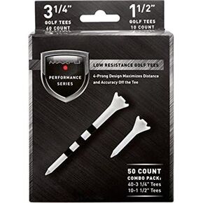 Maxfli Performance Series Low Resistance 3.25" & 1.5" White Golf Tees - 50 Pack
