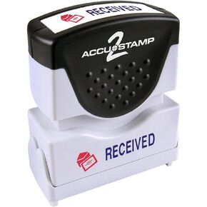 ACCU-STAMP2 Message Stamp with Shutter, 2-Color, RECEIVED, 1-5/8" x 1/2" Impression, Pre-Ink, Blue and Red Ink (035537)