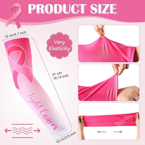 24 Pairs Pink Arm Sleeve for Women Men UV Protection Breast Cancer Awareness Sleeves Ribbon Pink Arm Sleeve for Outdoor Football Sports Running Golf Cycling Driving Fishing, 6 Design in Saudi Arabia