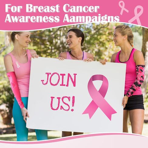 24 Pairs Pink Arm Sleeve for Women Men UV Protection Breast Cancer Awareness Sleeves Ribbon Pink Arm Sleeve for Outdoor Football Sports Running Golf Cycling Driving Fishing, 6 Design in Saudi Arabia