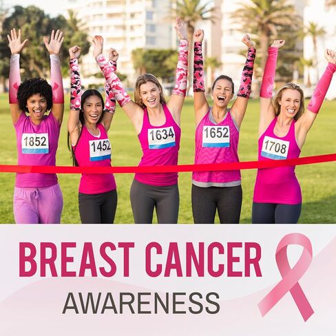 24 Pairs Pink Arm Sleeve for Women Men UV Protection Breast Cancer Awareness Sleeves Ribbon Pink Arm Sleeve for Outdoor Football Sports Running Golf Cycling Driving Fishing, 6 Design in Saudi Arabia