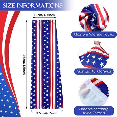 6 Pairs 3XL Patriotic Print Arm Sleeves for Men Plus Size Arm Sleeves American Flag Compression Sleeves in Saudi Arabia