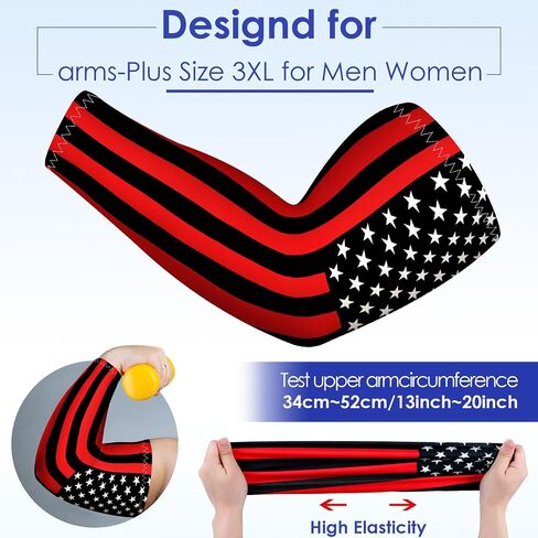 6 Pairs 3XL Patriotic Print Arm Sleeves for Men Plus Size Arm Sleeves American Flag Compression Sleeves in Saudi Arabia