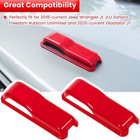Engine Hood Hinge Cover Trim Exterior Accessories Decoration for 2018-2022 Jeep Wrangler JL JLU Sports Sahara Freedom Rubicon Unlimited Gladiator JT 2-Door & 4-Door (Red 2PCS) in Saudi Arabia