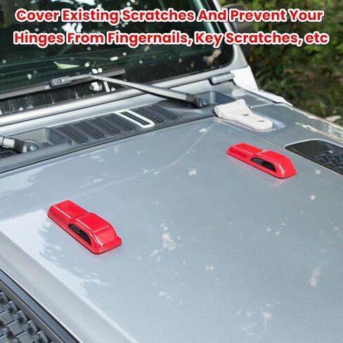 Engine Hood Hinge Cover Trim Exterior Accessories Decoration for 2018-2022 Jeep Wrangler JL JLU Sports Sahara Freedom Rubicon Unlimited Gladiator JT 2-Door & 4-Door (Red 2PCS) in Saudi Arabia