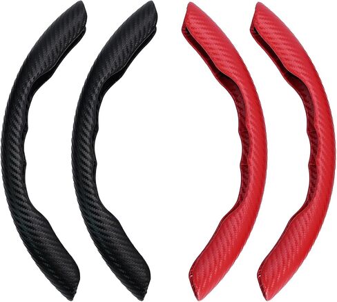 2pcs Black and Red Carbon Fiber Steering Wheel Covers Replacement for Most Cars with A Steering Wheel Diameter of About 38cm/14.96inch in Saudi Arabia