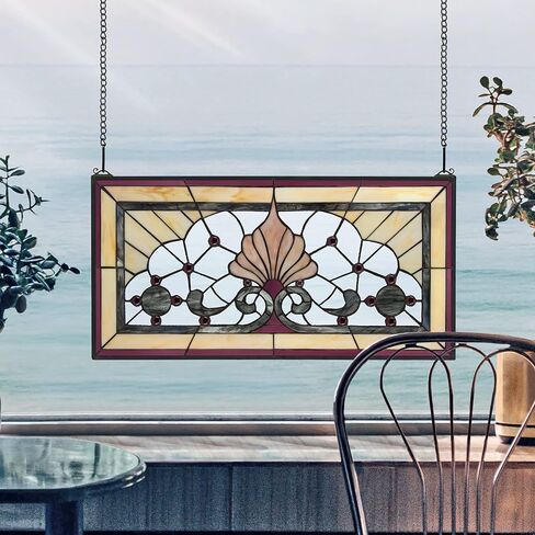 Design Toscano Stained Glass Panel - Victoria Lane Stained Glass Window Hangings - Window Treatments in Saudi Arabia