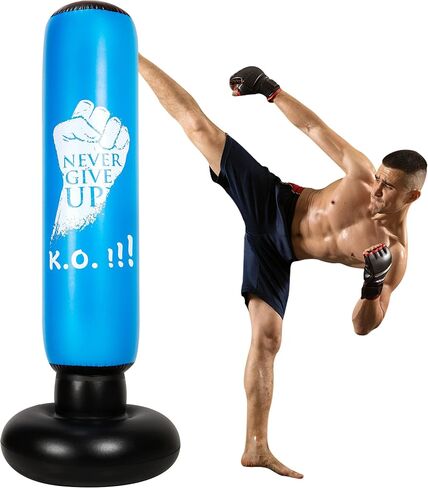 Freestanding Punching Bag with Stand - Heavy Boxing Bag for Adults - 63" Men Standing Stand Kickboxing Bag Inflatable for Training MMA Muay Thai Fitness in Saudi Arabia