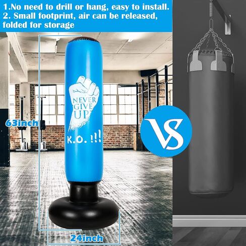 Freestanding Punching Bag with Stand - Heavy Boxing Bag for Adults - 63" Men Standing Stand Kickboxing Bag Inflatable for Training MMA Muay Thai Fitness in Saudi Arabia