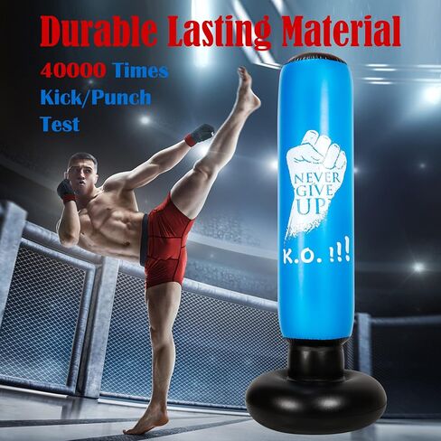 Freestanding Punching Bag with Stand - Heavy Boxing Bag for Adults - 63" Men Standing Stand Kickboxing Bag Inflatable for Training MMA Muay Thai Fitness in Saudi Arabia
