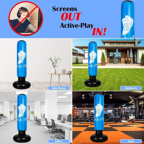 Freestanding Punching Bag with Stand - Heavy Boxing Bag for Adults - 63" Men Standing Stand Kickboxing Bag Inflatable for Training MMA Muay Thai Fitness in Saudi Arabia