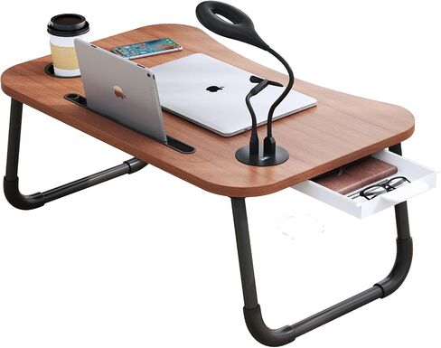 Lap desks for Laptop and Writing with Light and Fan,Bed Table Lap Bed Tray with Storage Drawer,USB Port and Cup Holder,Laptop Stands Tray for Breakfast and Reading in Saudi Arabia