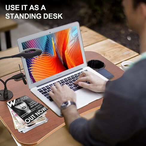 Lap desks for Laptop and Writing with Light and Fan,Bed Table Lap Bed Tray with Storage Drawer,USB Port and Cup Holder,Laptop Stands Tray for Breakfast and Reading in Saudi Arabia