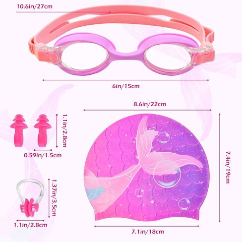 قبعات سباحة للأطفال للبنات، قبعة سباحة سيليكون مقاومة للماء للأطفال، قبعات سباحة متينة ومريحة للفتيات in Kuwait
