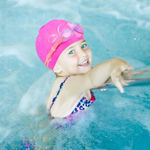 قبعات سباحة للأطفال للبنات، قبعة سباحة سيليكون مقاومة للماء للأطفال، قبعات سباحة متينة ومريحة للفتيات in Kuwait