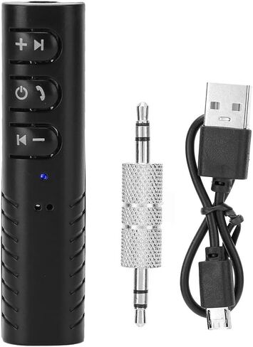 Lavalier Bluetooth 4.1 Audio Receiver 3.5MM AUX Stereo Music Hands Free Car Adapter, Builtin Microphone Bluetooth Adapter with The Hi-Fi Surround Sound System in Saudi Arabia