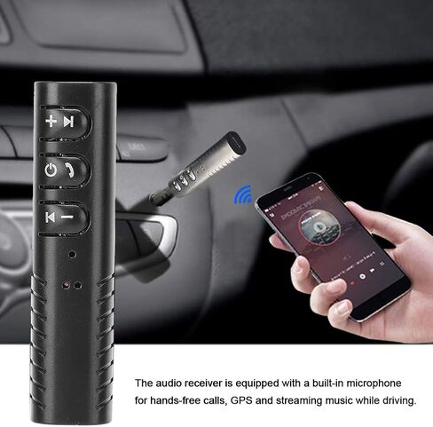Lavalier Bluetooth 4.1 Audio Receiver 3.5MM AUX Stereo Music Hands Free Car Adapter, Builtin Microphone Bluetooth Adapter with The Hi-Fi Surround Sound System in Saudi Arabia