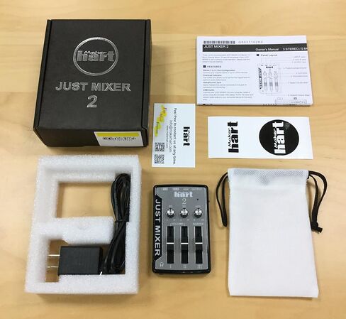JUST MIXER 2: خلاط صوت USB - خلاط سطح مكتب ستيريو صغير الحجم يعمل بمنفذ USB مع 3 بوصات / 2 مخرج (3.5 ملم) بالإضافة إلى مخرج صوت USB in Kuwait