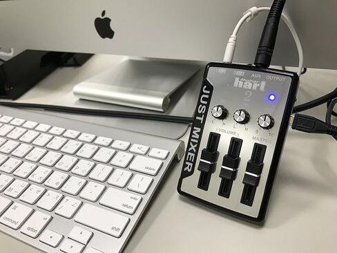 JUST MIXER 2: خلاط صوت USB - خلاط سطح مكتب ستيريو صغير الحجم يعمل بمنفذ USB مع 3 بوصات / 2 مخرج (3.5 ملم) بالإضافة إلى مخرج صوت USB in Kuwait