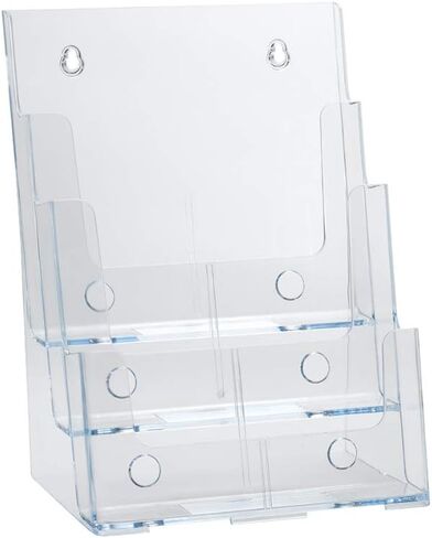 Azar Displays 252376 Four Tier, Four Pocket Letter Brochure File Holder for Flyer, Office Supplies, Paper Document or Magazines, Clear Organizer for Wall and Counter Desktop Stand, 8.5" x 11" in Kuwait