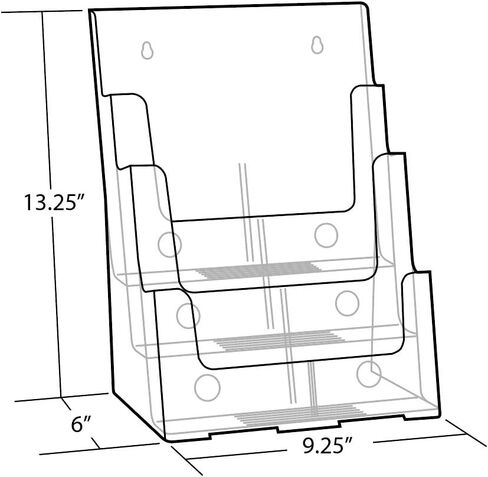 Azar Displays 252376 Four Tier, Four Pocket Letter Brochure File Holder for Flyer, Office Supplies, Paper Document or Magazines, Clear Organizer for Wall and Counter Desktop Stand, 8.5" x 11" in Kuwait