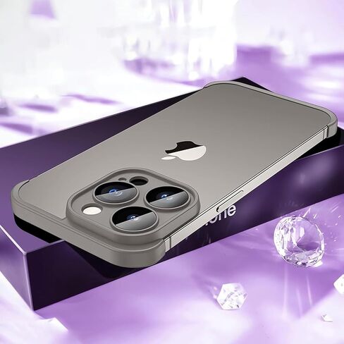 حافظة لهاتف iPhone 15 Pro Max بدون إطار، مقاس نحيف بدون ظهر بدون إطار، غطاء إطار ممتص للصدمات من مادة TPU بدون ظهر مقاوم للصدمات، حماية شديدة التحمل، تبديد ممتاز للحرارة (رمادي تيتانيوم) in Kuwait
