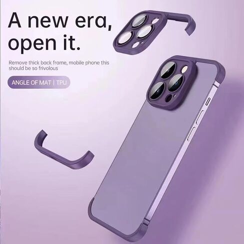 حافظة لهاتف iPhone 15 Pro Max بدون إطار، مقاس نحيف بدون ظهر بدون إطار، غطاء إطار ممتص للصدمات من مادة TPU بدون ظهر مقاوم للصدمات، حماية شديدة التحمل، تبديد ممتاز للحرارة (رمادي تيتانيوم) in Kuwait